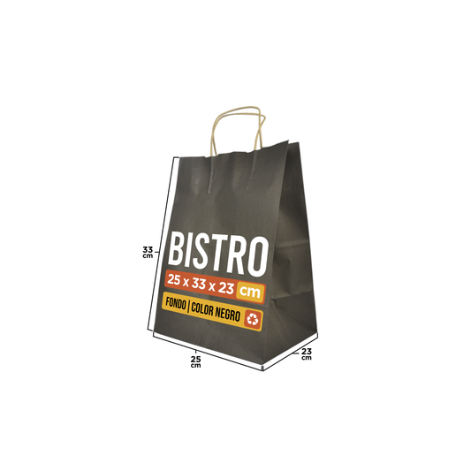 BISTRO | BLACK | CON MANIJA | 25 cm x 33 cm x 23 cm